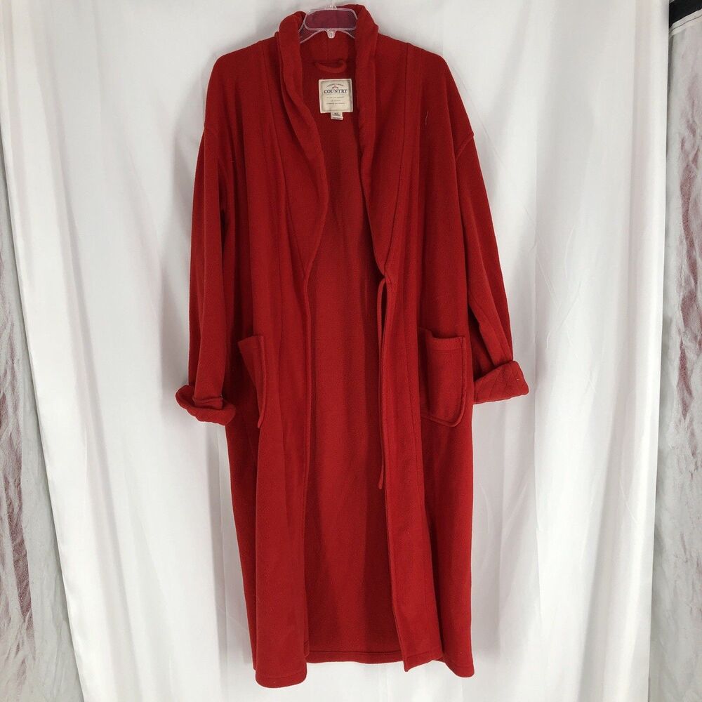 VICTORIA'S SECRET Country Red Fleece Sleep Robe Womens M/L Long Winter